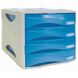 Cassettiera Smile - 29x38x25,5 cm - 4 cassetti da 5 cm - grigio/azzurro trasparente - Arda