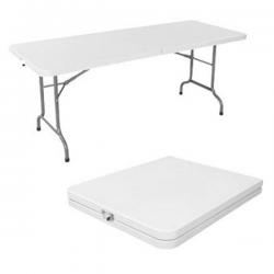 Tavolo rettangolare pieghevole - 152x76x74 cm - polietilene/acciaio verniciato - bianco - Serena Group
